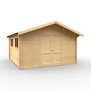 14ft x 12ft (4150mm x 3550mm) Horsforth "The Saint Paul Plus" 44mm Log Cabin With 2 Opening Windows