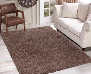 Serdim Rugs Plain Living Room Shaggy Area Rugs D.Beige 60x110 cm