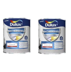 Dulux WeatherShield Gloss Pure Brilliant White 750ml Pack of 2