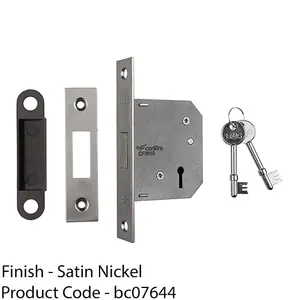 64mm Residential Standard Profile Deadlock - Satin Nickel - BS EN 12209 Lock