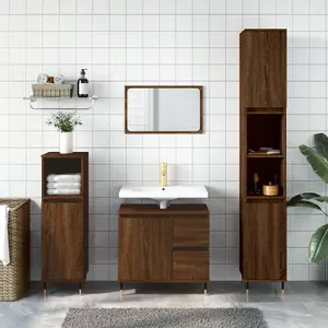 Berkfield Bathroom Cabinet Brown Oak 65x33x60 cm Engineered Wood