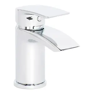 Nes Home Vago Modern Waterfall Cloakroom Basin Chrome Mono Mixer Tap