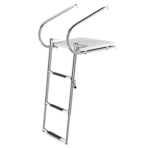 Costway 3-step Telescoping Boat Ladder Folding Dock Ladder Swimming Pool Ladder