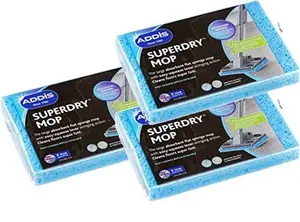 Addis Superdry Sponge Mop Replacement Refill Heads, Pack Of 3, Blue