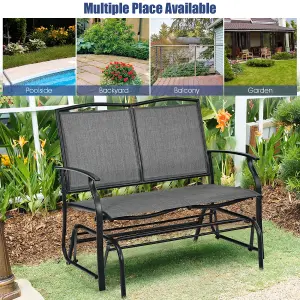 Costway 2-Person Patio Swing Glider Bench Outdoor Glider Loveseat Heavy-Duty Steel Frame