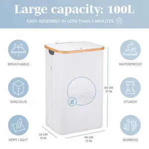 Fabric Laundry Hamper  Light Grey