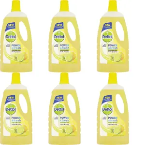 Dettol Power and Fresh Floor Cleaner Lemon, 1L (Pack of 6)