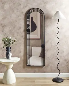 Beliani Retro Wall Mirror AJAIN Metal Black