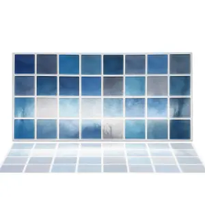 Walplus Classic Blue And Grey Mosaic Wall 2D Tile Stickers Multipack 60Pcs