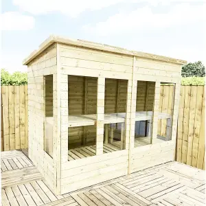 14 x 6 Pressure Treated Wooden T&G Pent Potting Greenhouse + Bench (14' x 6' / 14ft x 6ft)