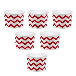 Creative Party Chevron Treat Cup (Pack of 6) White/Red (One Size)