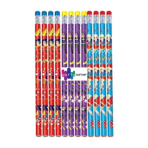 Superhero Girls Pencil Set (Pack of 12) Red/Purple/Blue (One Size)