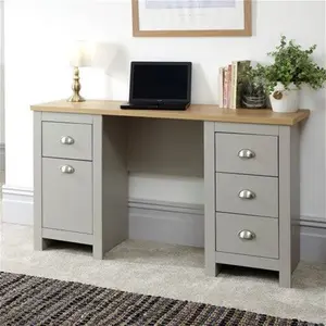 Dunelm Lancaster Study Desk, Farmhouse, Lancaster Grey, Wood