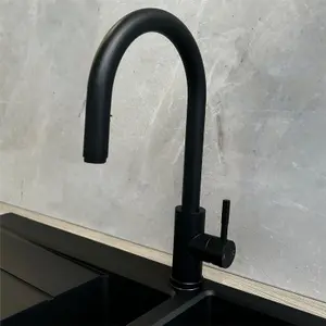 Liquida EPO11MB Single Lever Pull Out Mono Mixer Matt Black Kitchen Mixer Tap