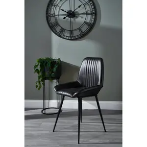 Mariners Genuine Leather Upholstered Dining Chair Ash Black