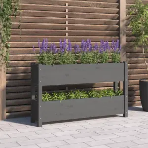 Berkfield Planter Grey 112x25x66 cm Solid Wood Pine