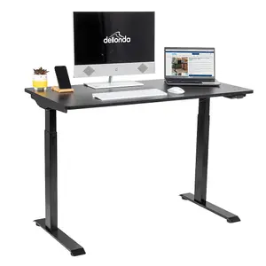 Ergonomic Electric Sit-Stand Desk with Twin Monitor Bracket - 1200 x 600mm Black Office Set