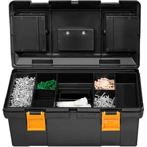 Tool Box Dwayne - large compartment with divider, 2 small compartments - black