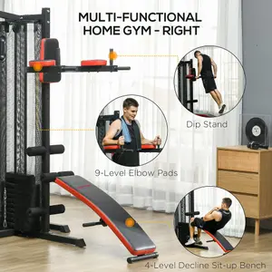 SPORTNOW Multi Gym Workout Station with Sit Up Bench, Push Up Stand, Dip Bars