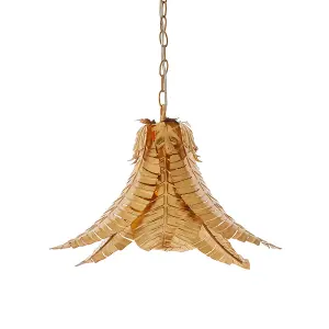 Gold Ceiling Pendant Light Decorative Leaf Design Single Bulb Hanging Fitting