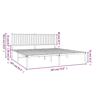 Berkfield Metal Bed Frame with Headboard White 180x200 cm 6FT Super King