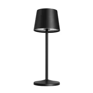 Luminosa Treta LED Table Lamp with Round Tapered Shade Black, 2700-4000K, IP54