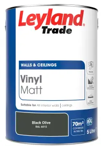 Leyland Trade Vinyl Matt Walls & Ceilings Emulsion Paint Black Olive (RAL 6015) 5L