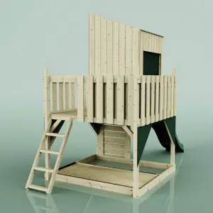 PolarPlay Kids Scandinavian Style Climbing Platform & Playhouse with Slide - Fiske Green