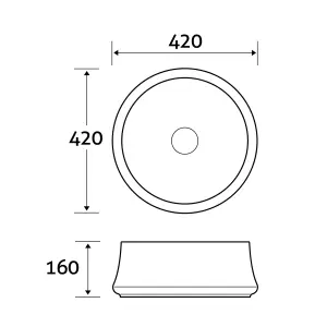 Palo Gloss White Ceramic Round Counter Top Basin (W)420mm