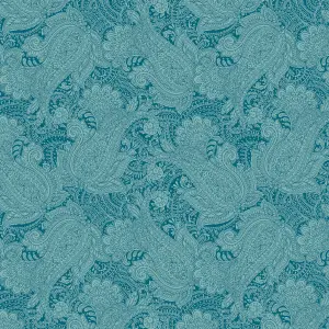 Hoopla Walls Teal Blue Paisley Smooth Matt Wallpaper