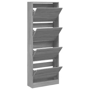 Shoe Cabinet Grey Sonoma 60x21x163.5 cm Engineered Wood