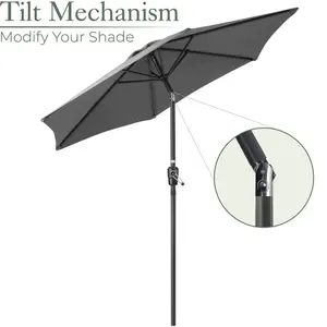 2.4m Crank and Tilt Parasol - Grey