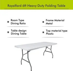 MantraRaj Heavy Duty Folding Table 6ft Indoor Outdoor Garden Catering Picnic BBQ Stall Foldable 1.8M Portable Trestle Tables