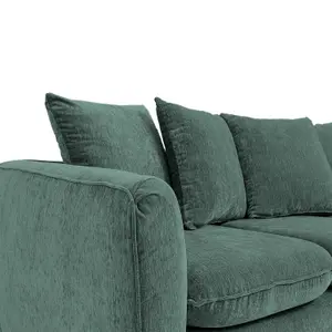 Lucas Water Repellent Velvet Chenille Right Facing Corner Sofa in Jungle Green