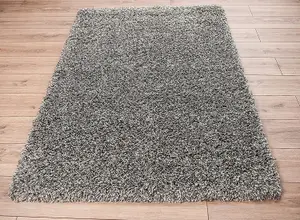 Modern Extra Large Small Soft 5cm Shaggy Non Slip Bedroom Living Room Carpet Runner Area Rug - Mixed Grey 80 x 150 cm