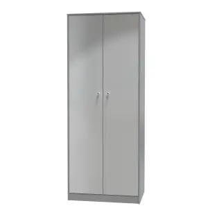 Taunton 2 Door Wardrobe in Uniform Grey Gloss & Dusk Grey (Ready Assembled)