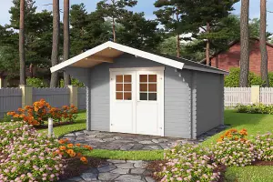 Lasita Osland Viljandi 34 Log Cabin with Roof Overhang Canopy - 3m x 3m - 34mm Wall Logs