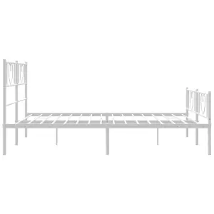 Berkfield Metal Bed Frame with Headboard and Footboard White 120x190 cm 4FT Small Double