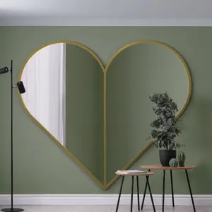 MirrorOutlet The Corde Gold Metal Framed Heart Shaped Mirror 180CM X 180CM