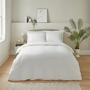 Dunelm Super Soft Microfibre Plain Duvet Cover And Pillowcase Set, Size: Single, White