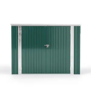 Steel Garden Storage Shed Pent Tool Shed Bicycle Storage Shed Green with Locking System, Green