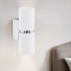 EGLO Passa 2 Light LED White/Chrome Wall Light