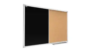 ALLboards Combination Board 2 in 1 Chalkboard & Cork Board with Aluminium Frame 90x60cm, Pin Board Magnetic Board