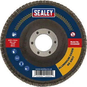 125mm Aluminium Oxide Flap Disc for Surface Preparation - 22mm Bore - 40 Grit