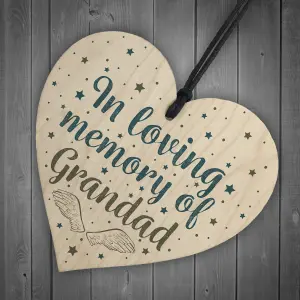 Red Ocean GRANDAD Memorial Plaques Wooden Heart Christmas Bauble Dad Gifts For Grandad Sign Keepsake