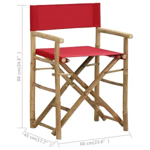 Berkfield Folding Director's Chairs 2 pcs Red Bamboo and Fabric