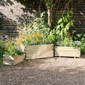 Zest Set of 3 Gresford Wooden Rectangular Garden Planters Flowers