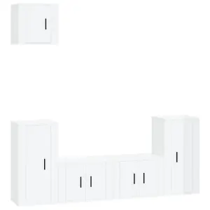 Berkfield 5 Piece TV Cabinet Set High Gloss White Engineered Wood