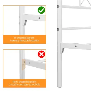 Yaheetech White 4ft6 Double Metal Bed Frame with Cross-design Headboard & Footboard