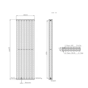 Rinse Bathrooms 1600 x 480mm White Vertical Designer Radiator Rad Double Column Radiator Rad Rectangular Flat Panel